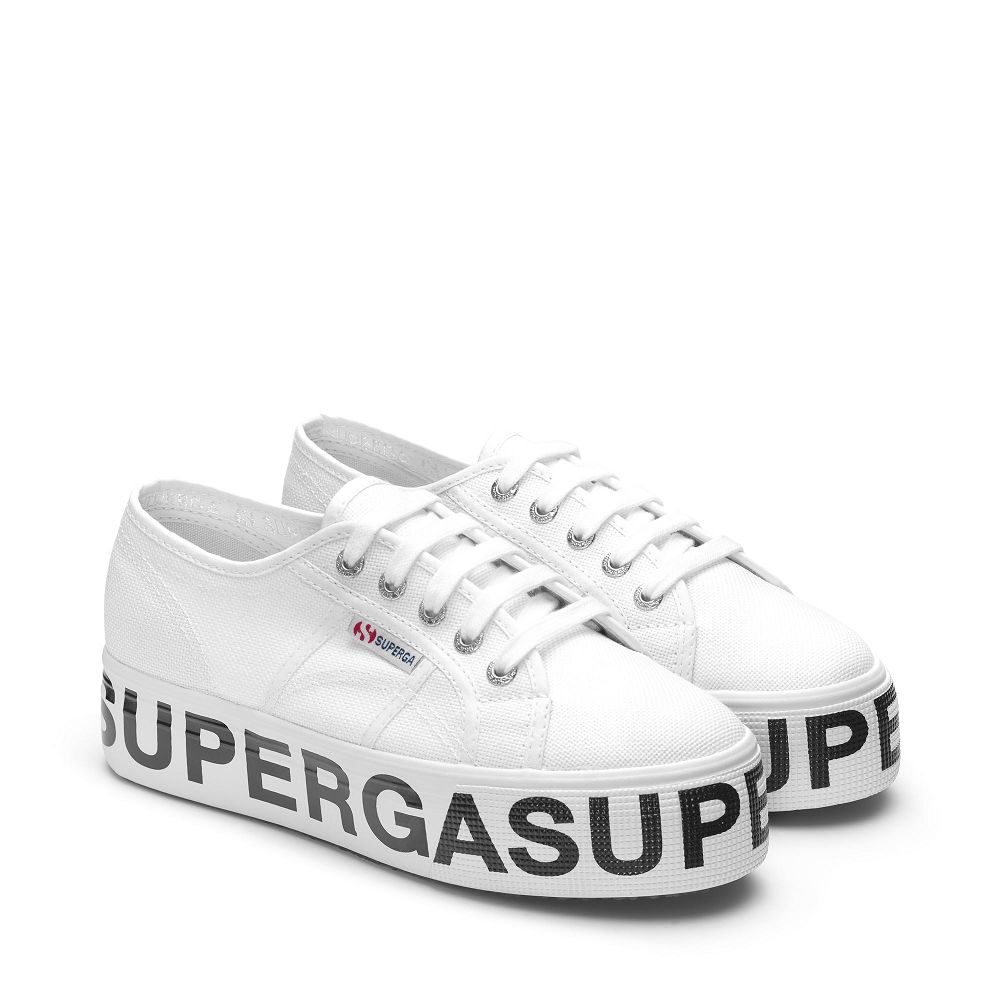 Superga 2790 Cotw Outsole Lettering White Platform Sneakers - Women's Sneakers USA | US4809072